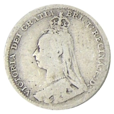 Монета 3 пенса 1890 года Великобритания (реверс)