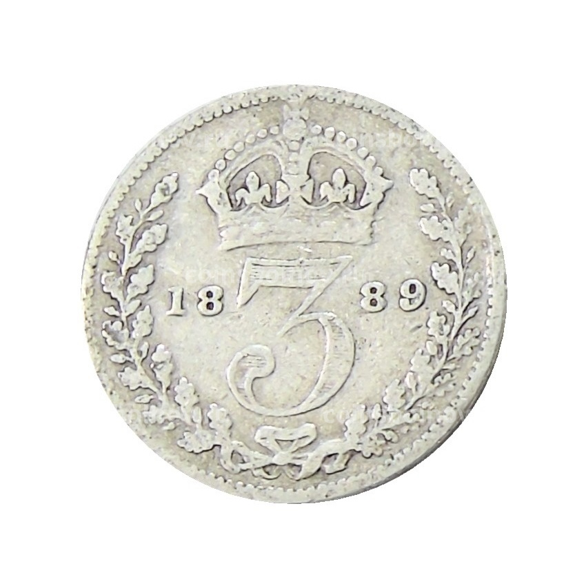 Монета 3 пенса 1889 года Великобритания