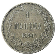 Монета 1 марка 1890 года Русская Финляндия (аверс)