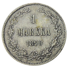 Монета 1 марка 1890 года Русская Финляндия (аверс)