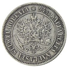 Монета 1 марка 1892 года Русская Финляндия (реверс)