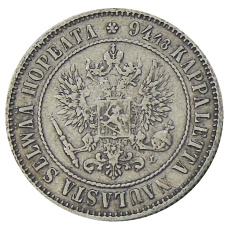 Монета 1 марка 1892 года Русская Финляндия (реверс)