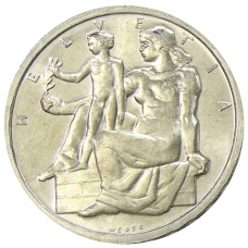 Монета 5 франков 1948 года «100 лет Швейцарской коституции» (аверс)