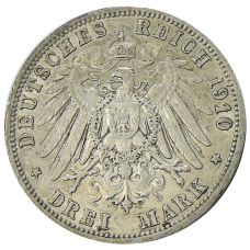 Монета 3 марки 1910 года А Германия (Пруссия) (реверс)