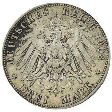 Монета 3 марки 1908 года А Германия (Пруссия) (реверс)