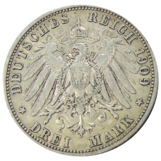 Монета 3 марки 1909 года А Германия (Пруссия) (реверс)
