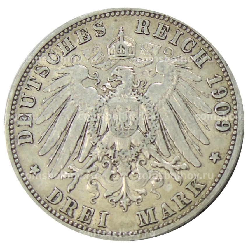 Монета 3 марки 1909 года А Германия (Пруссия) (вид 2)