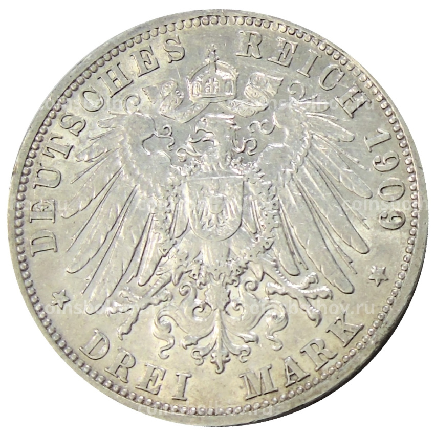 Монета 3 марки 1909 года А Германия (Пруссия) (вид 2)
