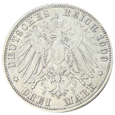 Монета 3 марки 1909 года А Германия (Пруссия) (реверс)