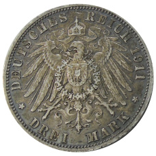 Монета 3 марки 1911 года А Германия (Пруссия) (реверс)