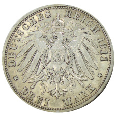 Монета 3 марки 1911 года А Германия (Пруссия) (реверс)