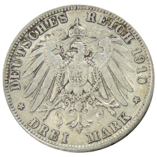 Монета 3 марки 1910 года D Германия (Бавария) (реверс)