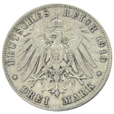 Монета 3 марки 1910 года D Германия (Бавария) (реверс)