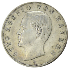 Монета 3 марки 1909 года D Германия (Бавария) (аверс)