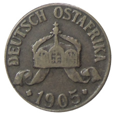 Монета 1 геллер 1905 года J Германская Восточная Африка (аверс)