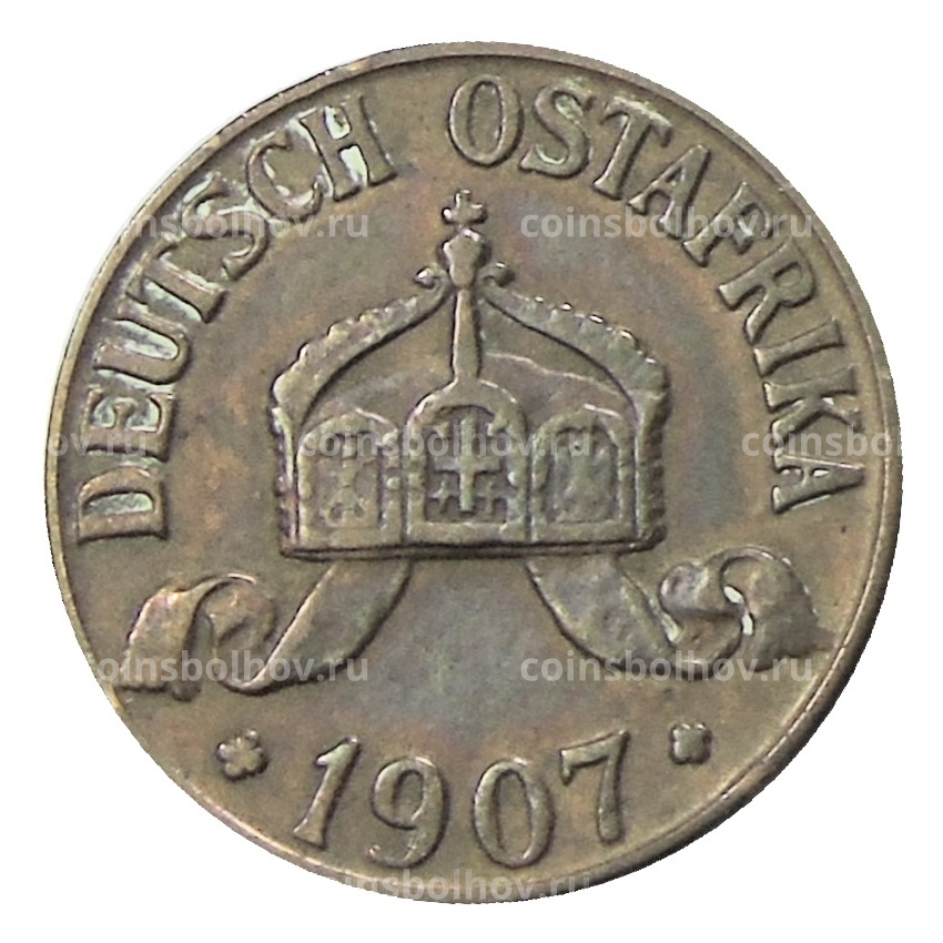 Монета 1 геллер 1907 года J Германская Восточная Африка