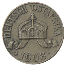 Монета 1 геллер 1908 года J Германская Восточная Африка (аверс)