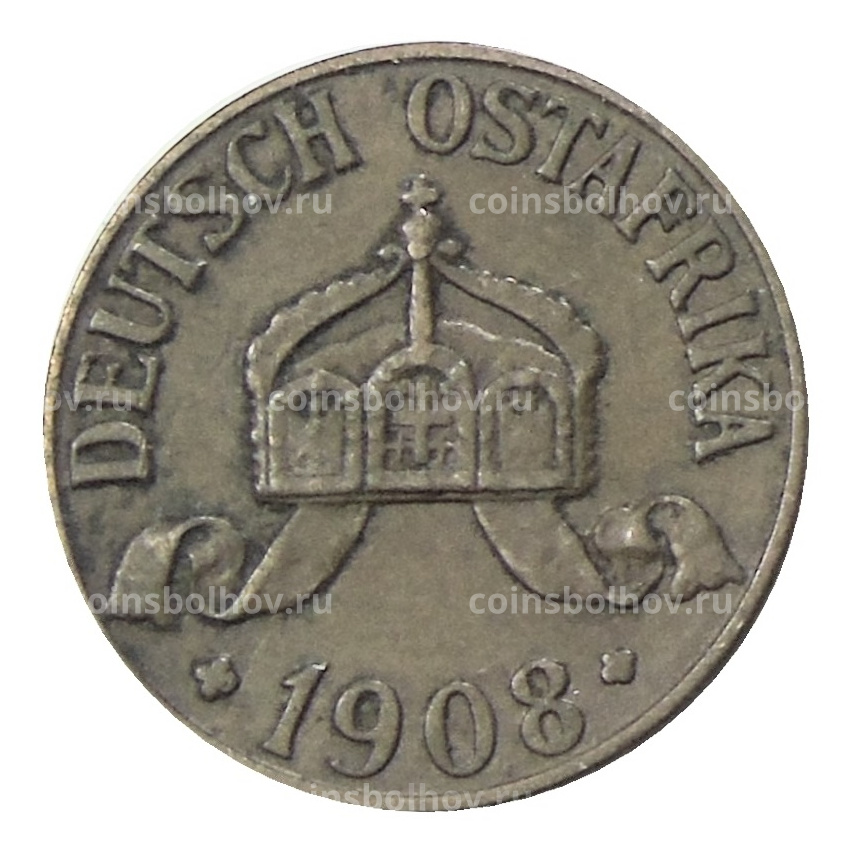 Монета 1 геллер 1908 года J Германская Восточная Африка
