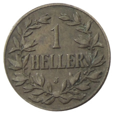 Монета 1 геллер 1908 года J Германская Восточная Африка (реверс)