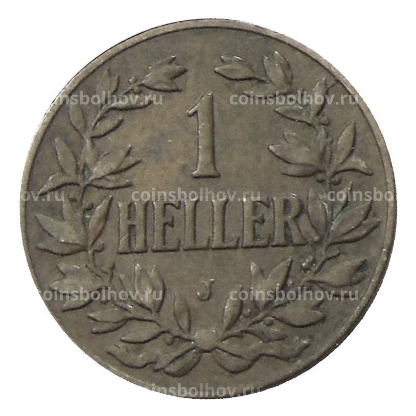 Монета 1 геллер 1908 года J Германская Восточная Африка (вид 2)