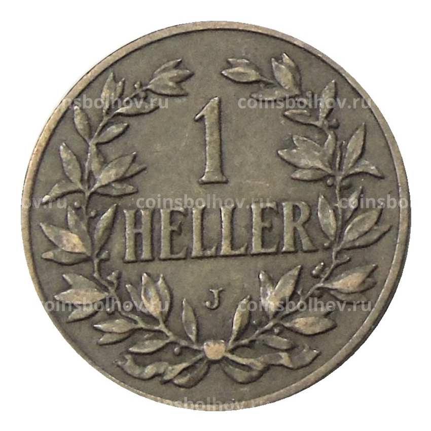 Монета 1 геллер 1908 года J Германская Восточная Африка (вид 2)