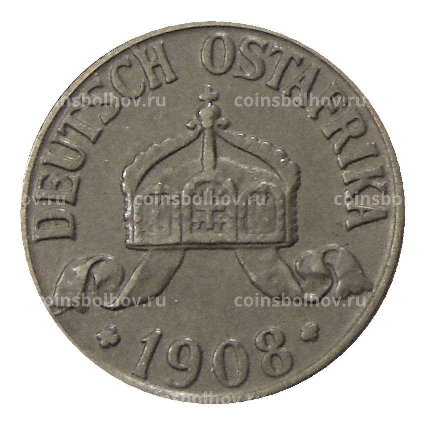 Монета 1 геллер 1908 года J Германская Восточная Африка