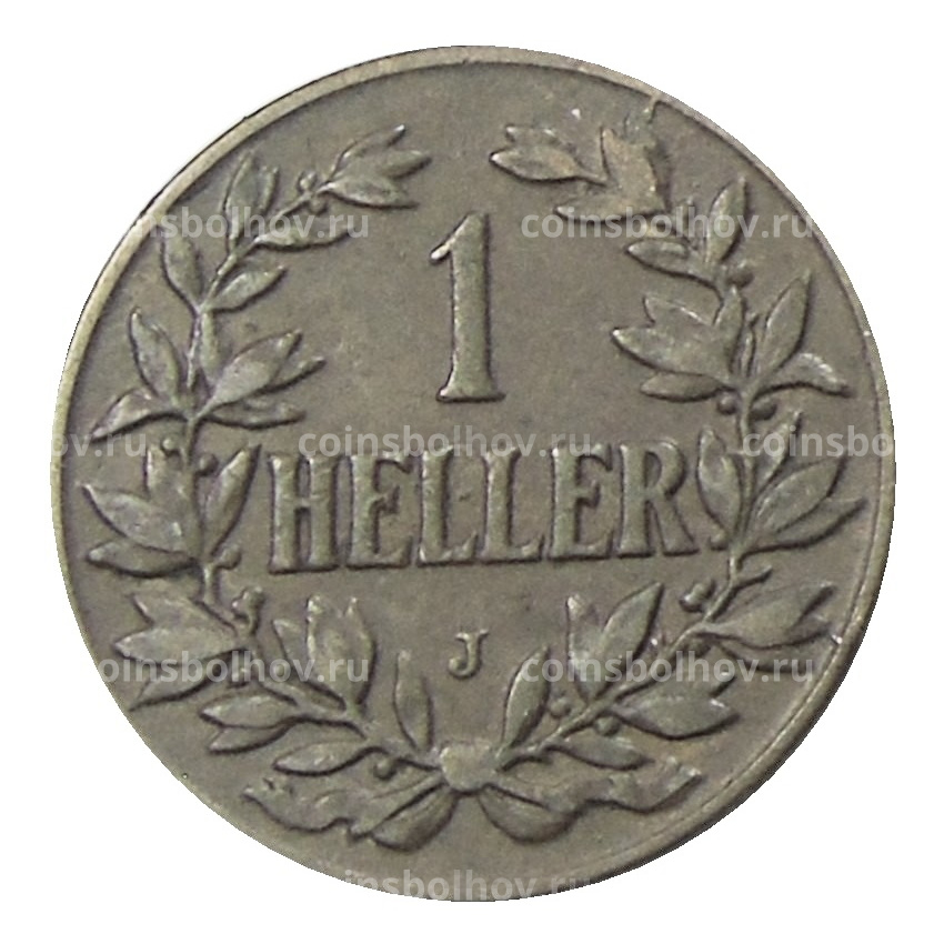 Монета 1 геллер 1908 года J Германская Восточная Африка (вид 2)