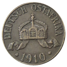 Монета 1 геллер 1910 года J Германская Восточная Африка (аверс)