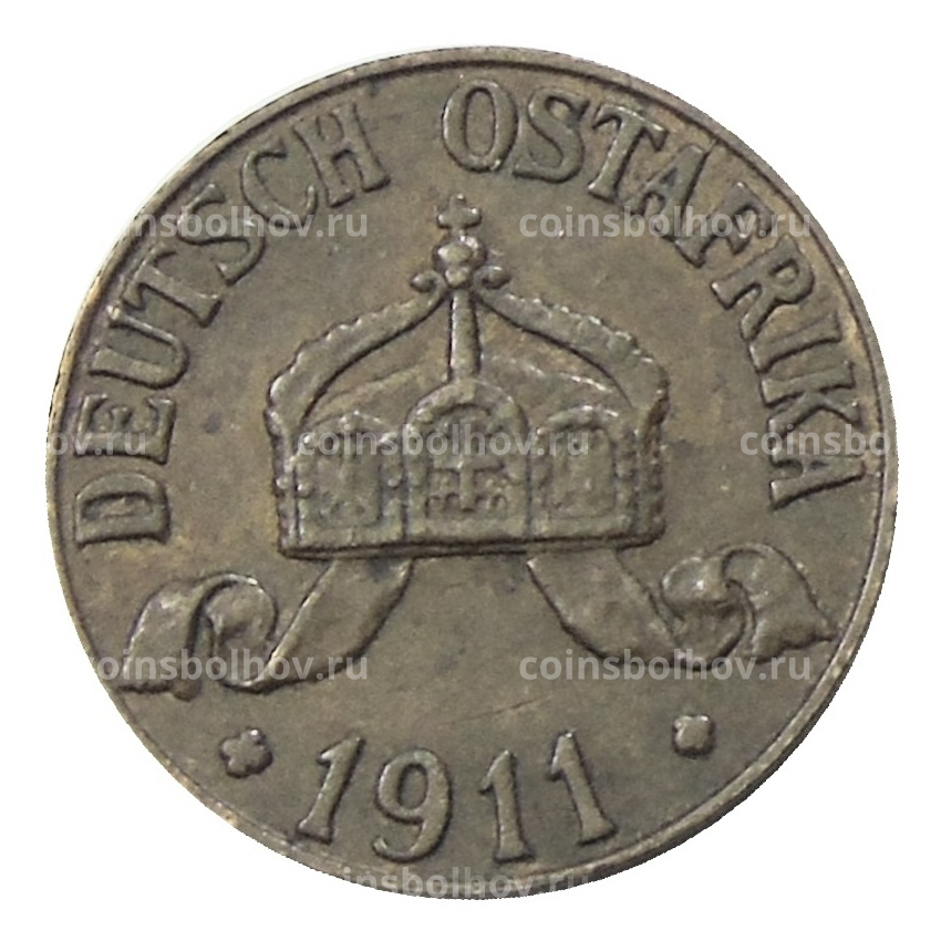 Монета 1 геллер 1911 года J Германская Восточная Африка