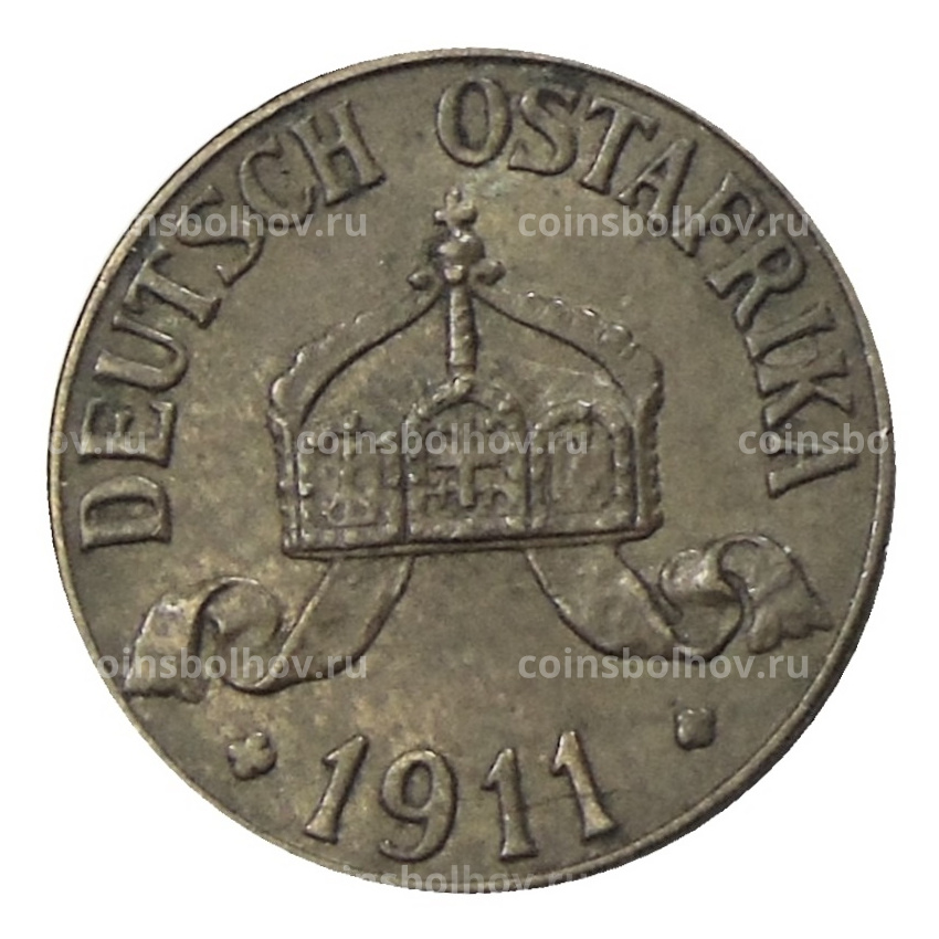 Монета 1 геллер 1911 года J Германская Восточная Африка