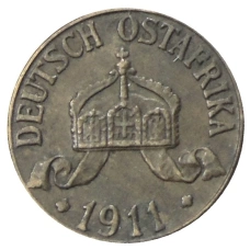 Монета 1 геллер 1911 года J Германская Восточная Африка (аверс)