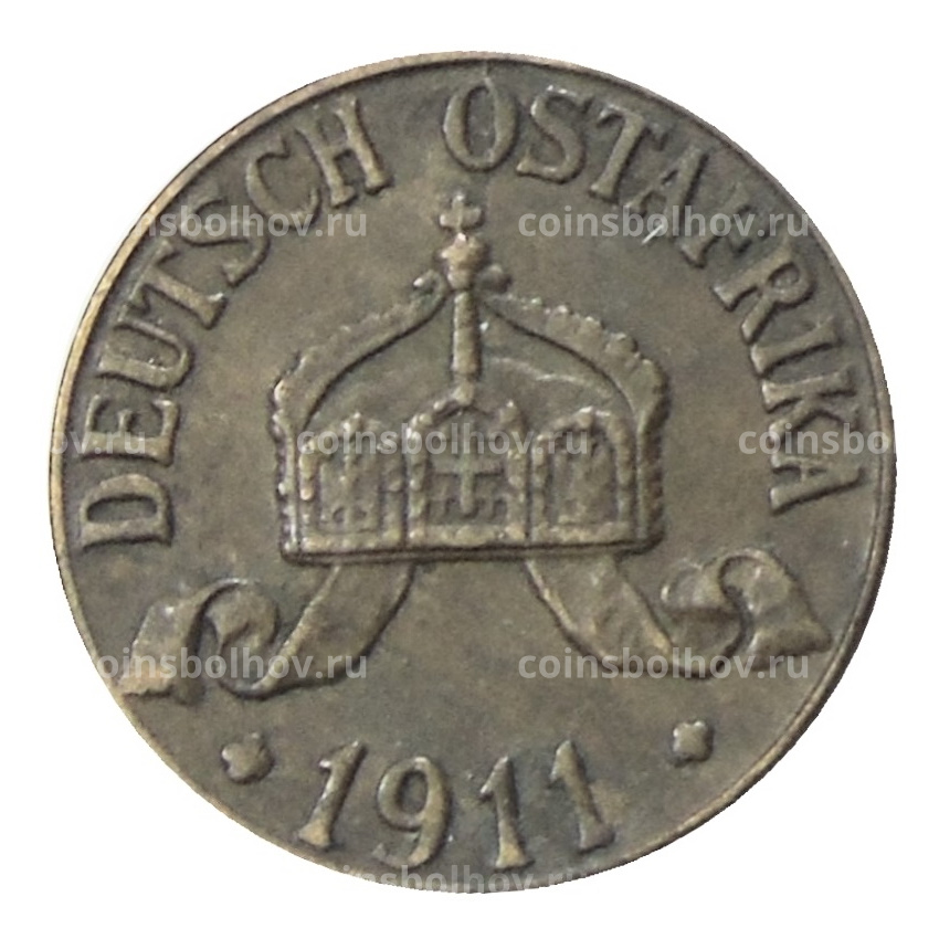 Монета 1 геллер 1911 года J Германская Восточная Африка