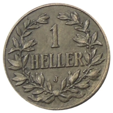 Монета 1 геллер 1911 года J Германская Восточная Африка (реверс)