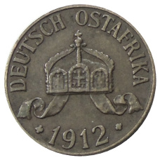 Монета 1 геллер 1912 года J Германская Восточная Африка (аверс)