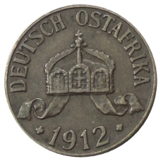 Монета 1 геллер 1912 года J Германская Восточная Африка (аверс)