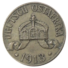 Монета 1 геллер 1913 года J Германская Восточная Африка (аверс)