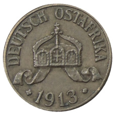Монета 1 геллер 1913 года A Германская Восточная Африка (аверс)