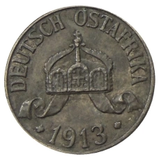Монета 1 геллер 1913 года J Германская Восточная Африка (аверс)