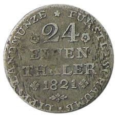Монета 1/24 талера 1821 года Германские государства — Шаумбург-Липпе (аверс)