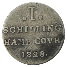 Монета 1 шиллинг 1828 года Германские государства — Гамбург (аверс)