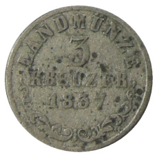 Монета 3 крейцера 1837 года  Германские государства — Саксен-Мейнинген (аверс)