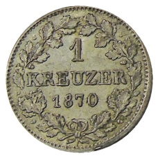 Монета 1 крейцер 1870 года Германские государства — Гессен — Дармштадт (аверс)