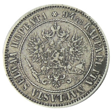 Монета 1 марка 1890 года Русская Финляндия (реверс)