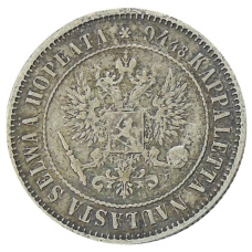 Монета 1 марка 1890 года Русская Финляндия (реверс)