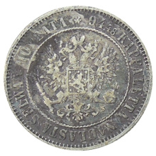 Монета 1 марка 1874 года Русская Финляндия (реверс)