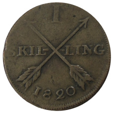 Монета 1 скиллинг 1820 года Швеция (аверс)