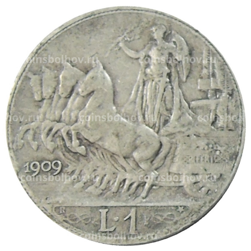 Монета 1 лира 1909 года Италия