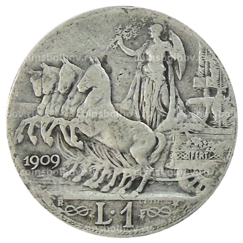 Монета 1 лира 1909 года Италия