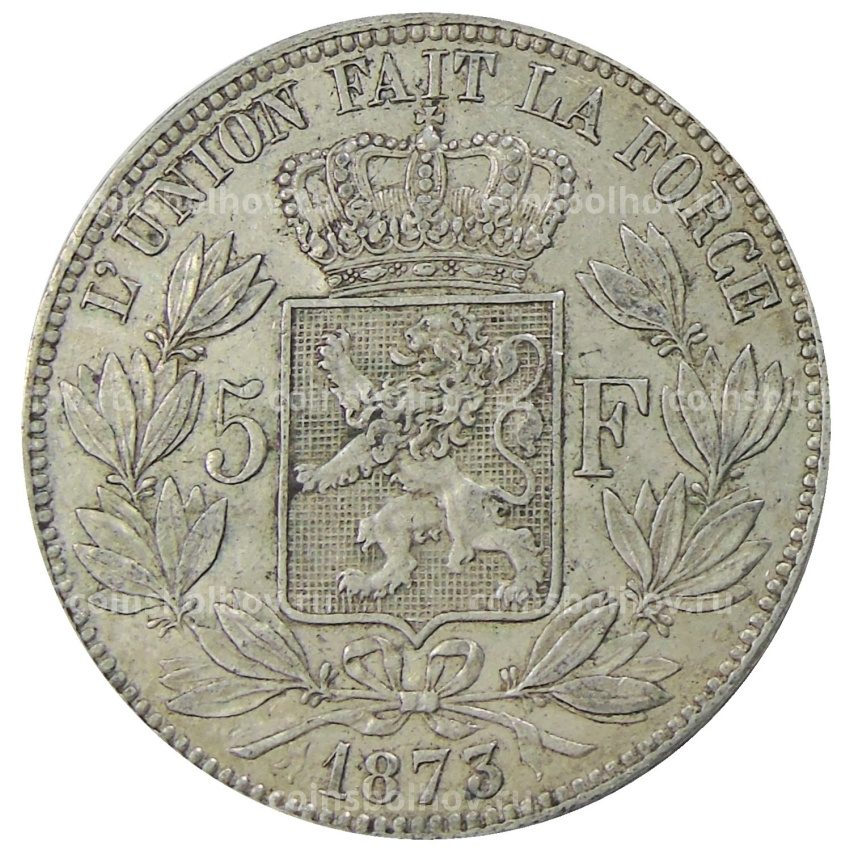 Монета 5 франков 1873 года Бельгия