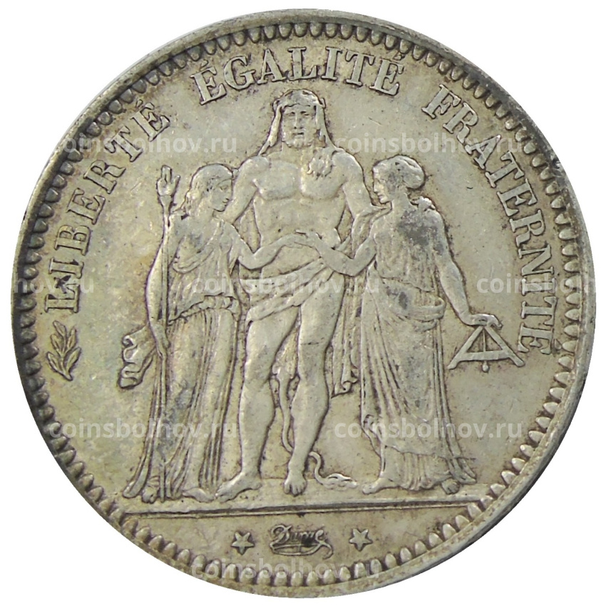 Монета 5 франков 1873 года Франция «Геркулес»